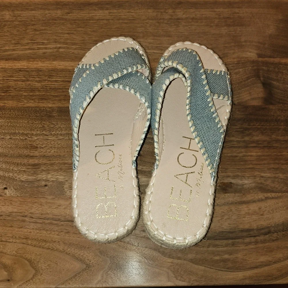 Beach By Matisse Oasis Ladies Blue Espadtille Platform‎ Slides/ Sandals. Sz 7